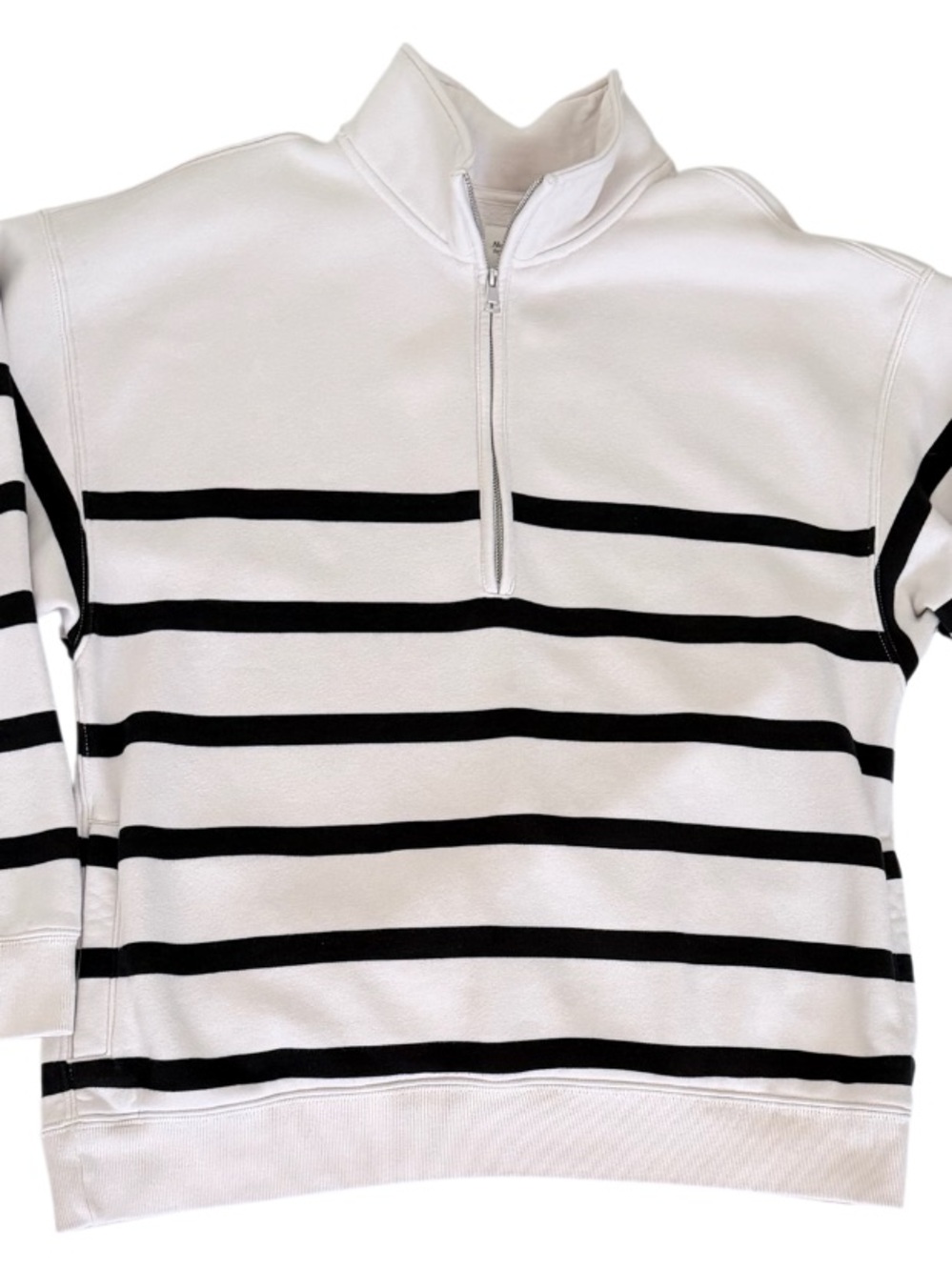 Abercrombie & Fitch Soft A&F Max Half Zip Striped Oversized Sweatshirt L